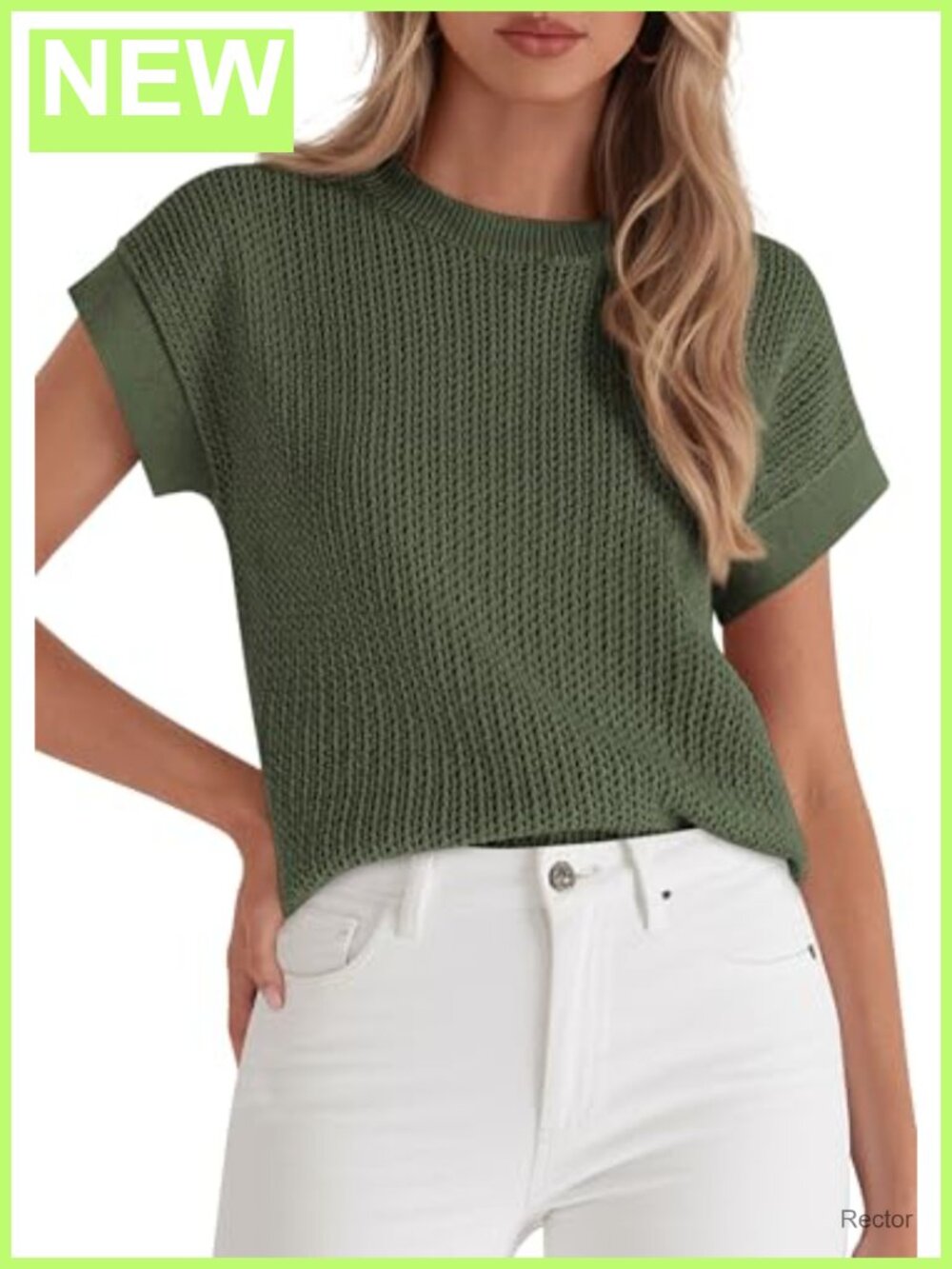 Crochet Knit Sweater Vest Cap Sleeve Crewneck Summer Top
